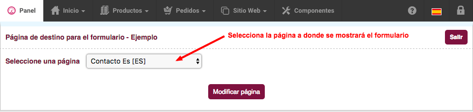 seleccionar pagina