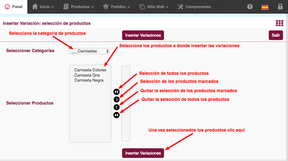 inserción simpre de variaciones