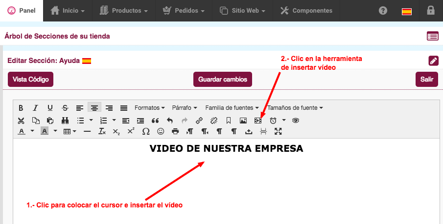 insertar vídeo